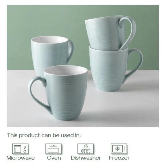 Dowan Ceramic Coffee Mugs | Sage Green 17oz | Set of 6 | NIB - Picture 4 of 5